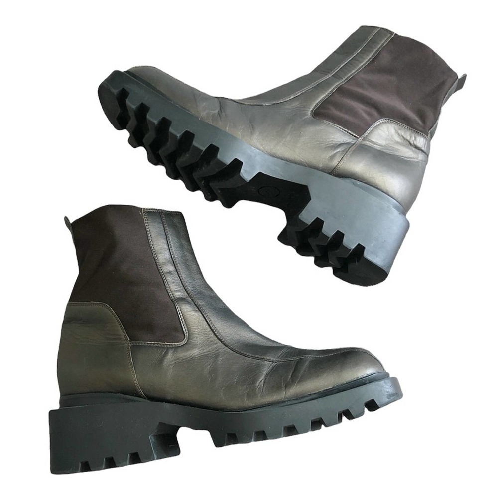 Aquatalia Dusty Bronze Platform Slip On Chelsea Boots Size 9.5